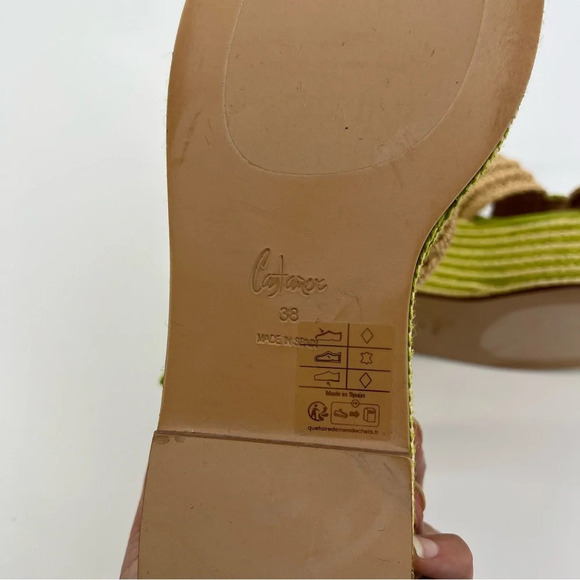 Castaner Fiodora Green Tropical Strappy Colorful Woven Wedges Heels 38 - Picture 8 of 8